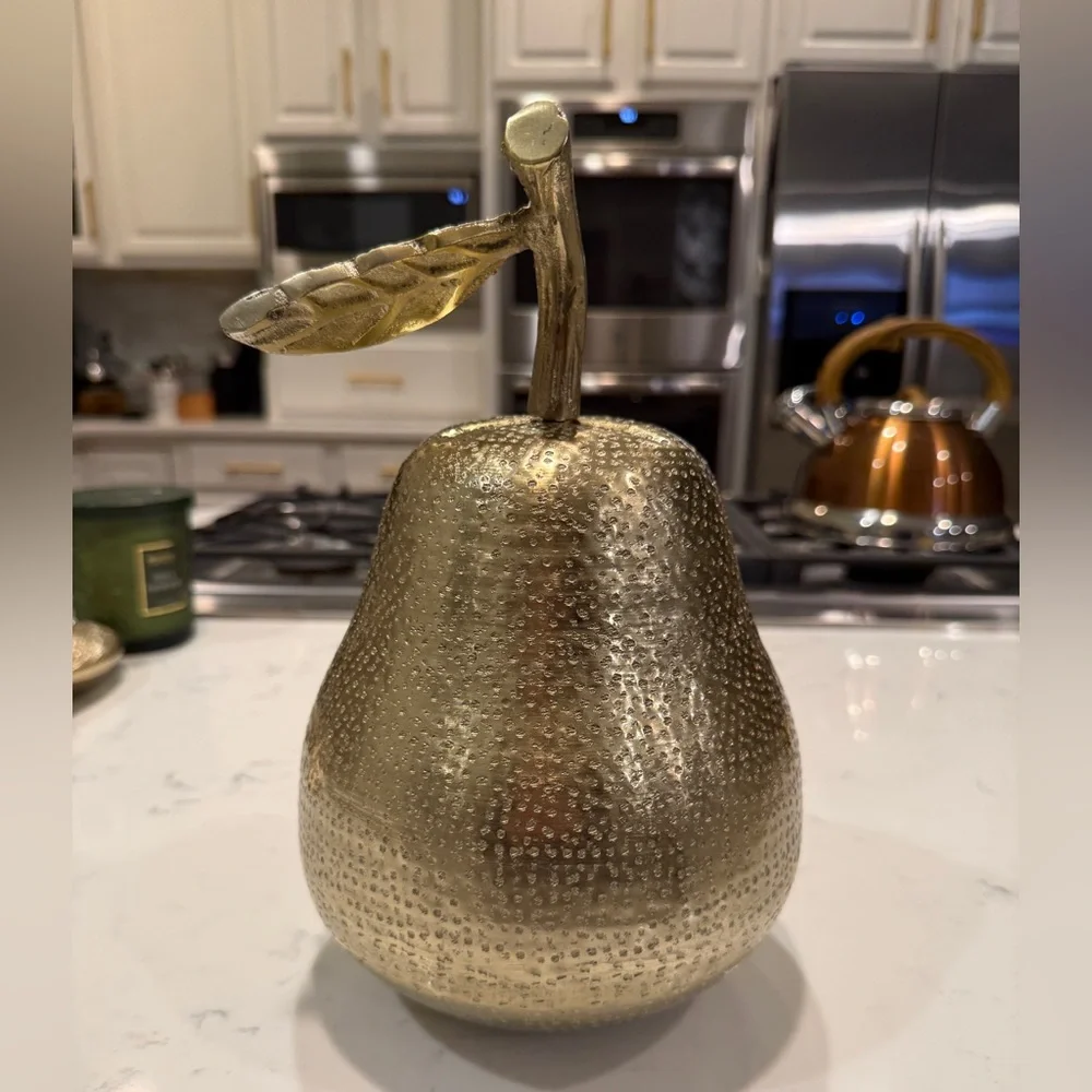 Gold Resin Decorative Tabletop Pear Sculpture Tall Pear Figurine Approx. 11” - Picture 5 of 9